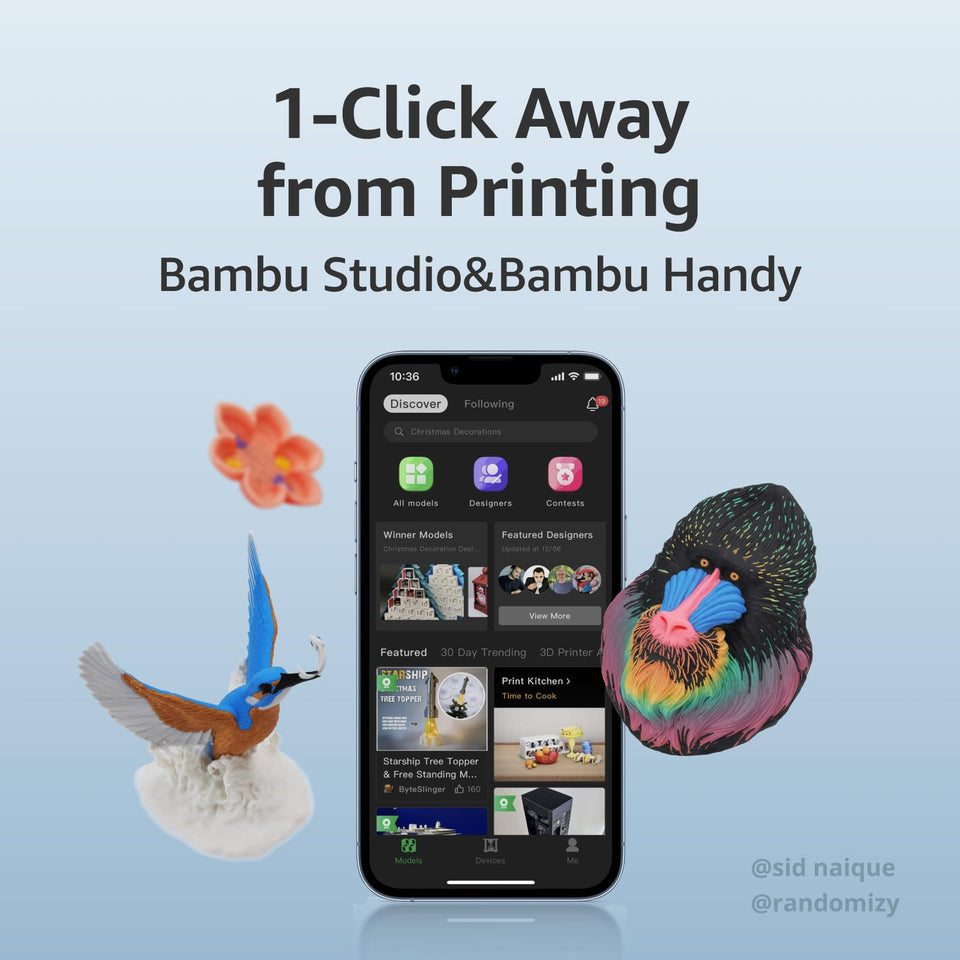 Bambu Lab A1 Mini 3D Printer, Support Multi-Color 3D Printing, Set Up In 20 Mins, High Speed & Precision, Full-Auto Calibration & Active Flow Rate Compensation, 48 dB Quiet FDM 3D Printers