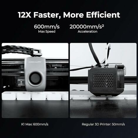 Creality K1 Max 3D Printer, 600mm/s Max High-Speed 3D Printers with Auto Leveling, Dual Cooling, Smart AI Function and Out-of-The-Box, Large Printing Size 11.8x11.8x11.8in
