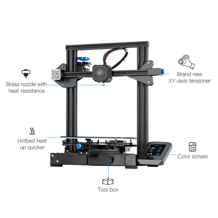 CREALITY Ender-3 V2 Craborundom Glass Platform Ultra-silent DIY 3D Printer, Print Size : 22 x 22 x 25cm, AU Plug
