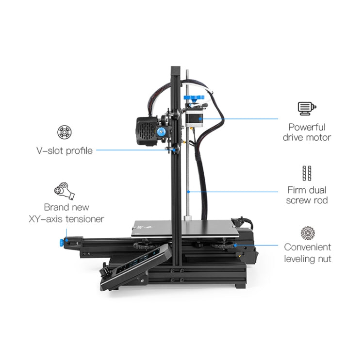 CREALITY Ender-3 V2 Craborundom Glass Platform Ultra-silent DIY 3D Printer, Print Size : 22 x 22 x 25cm, AU Plug