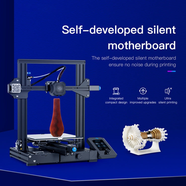 CREALITY Ender-3 V2 Craborundom Glass Platform Ultra-silent DIY 3D Printer, Print Size : 22 x 22 x 25cm, AU Plug
