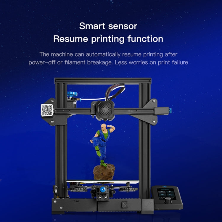 CREALITY Ender-3 V2 Craborundom Glass Platform Ultra-silent DIY 3D Printer, Print Size : 22 x 22 x 25cm, AU Plug