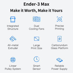CREALITY Ender-3 Max Smart Sensor Dual Cooling Fans DIY 3D Printer, Print Size : 30 x 30 x 34cm, UK Plug