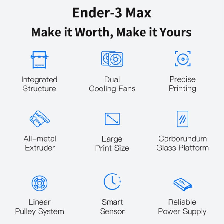 CREALITY Ender-3 Max Smart Sensor Dual Cooling Fans DIY 3D Printer, Print Size : 30 x 30 x 34cm, UK Plug