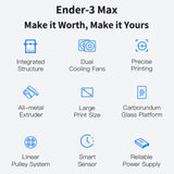 CREALITY Ender-3 Max Smart Sensor Dual Cooling Fans DIY 3D Printer, Print Size : 30 x 30 x 34cm, UK Plug